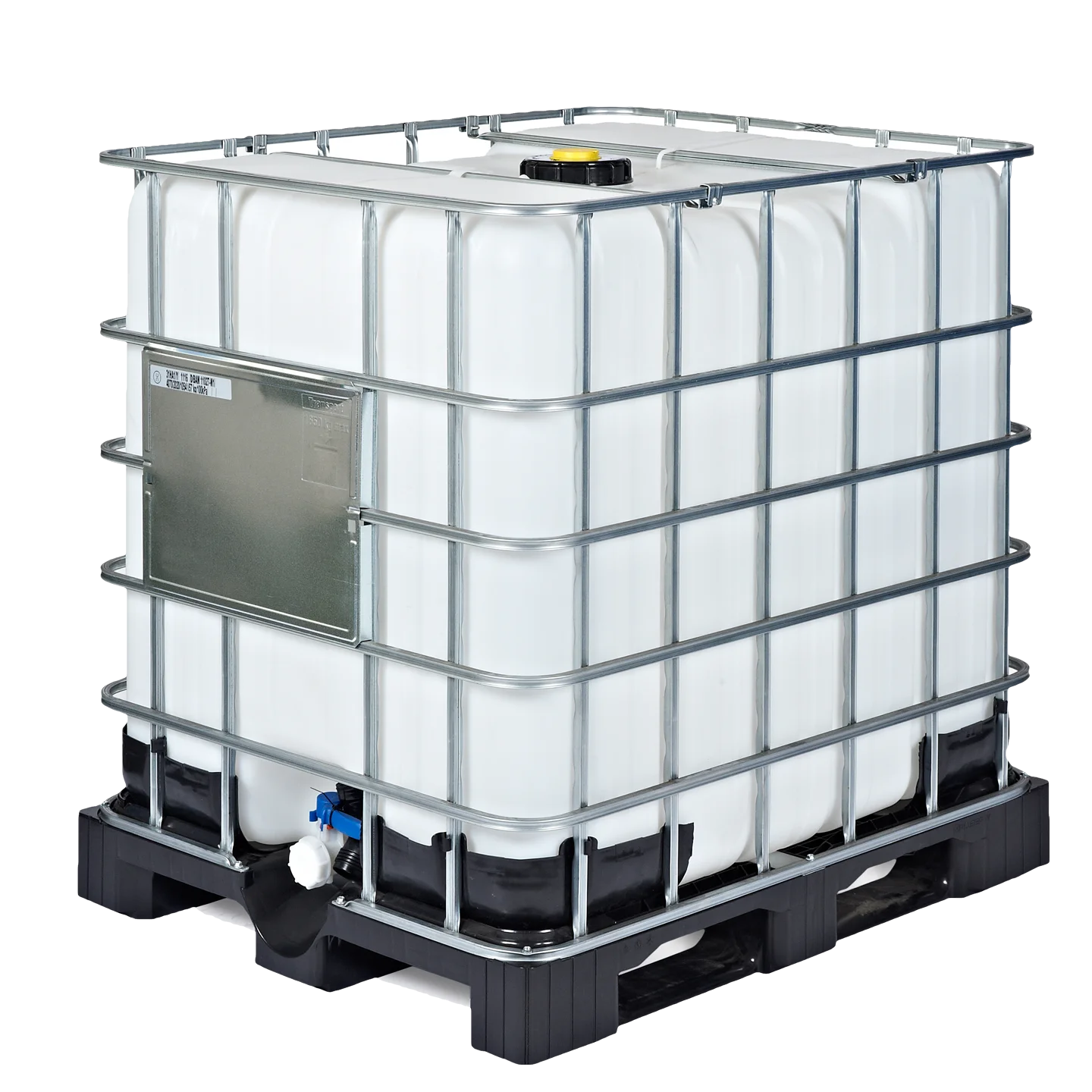 IBC-Container 1000l neu auf Kunststoffpalette 150mm Deckel mit Gefahrgutzulassung und D15-Entgasung