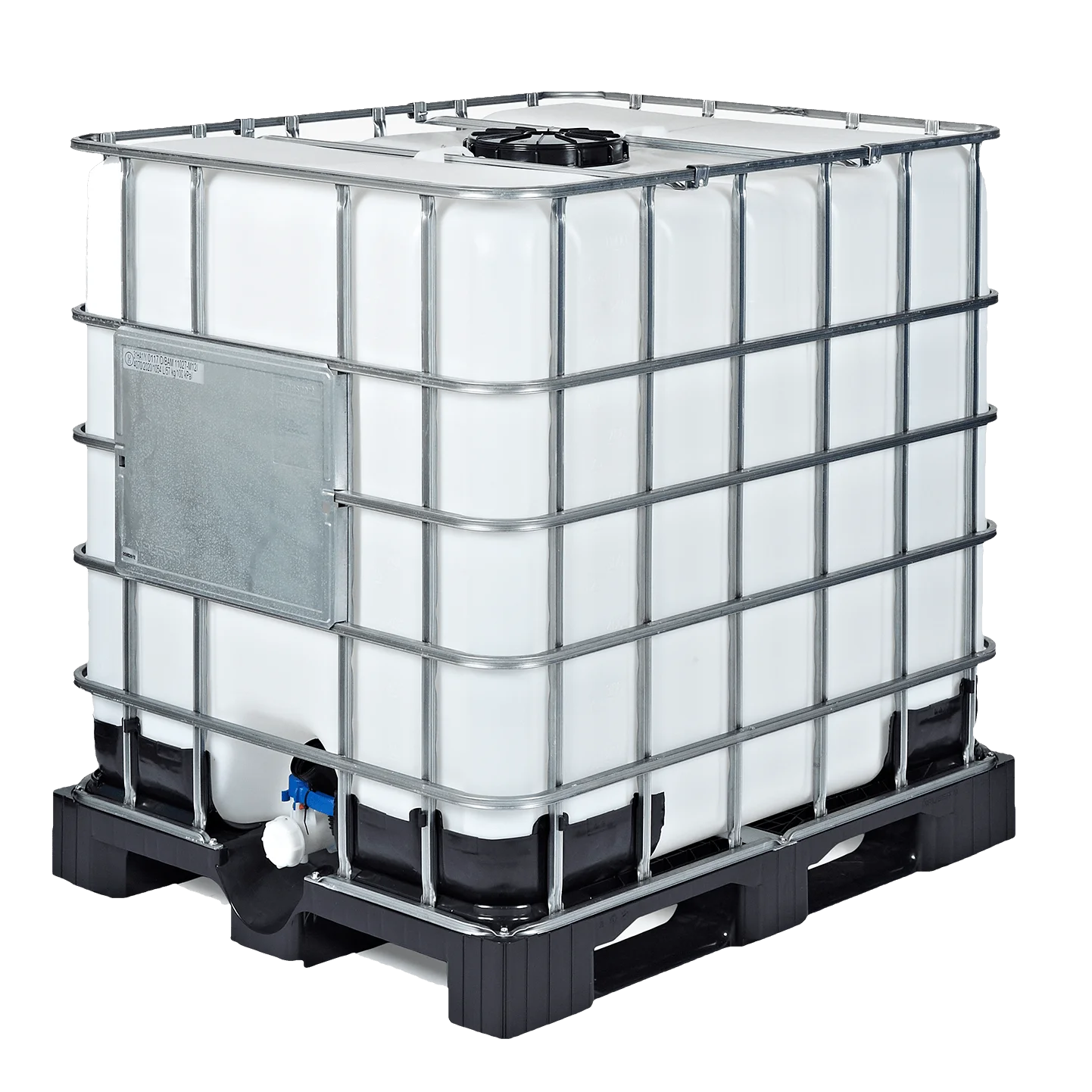 IBC-Container 1000l neu auf Kunststoffpalette 225mm großem Deckel mit Gefahrgutzulassung