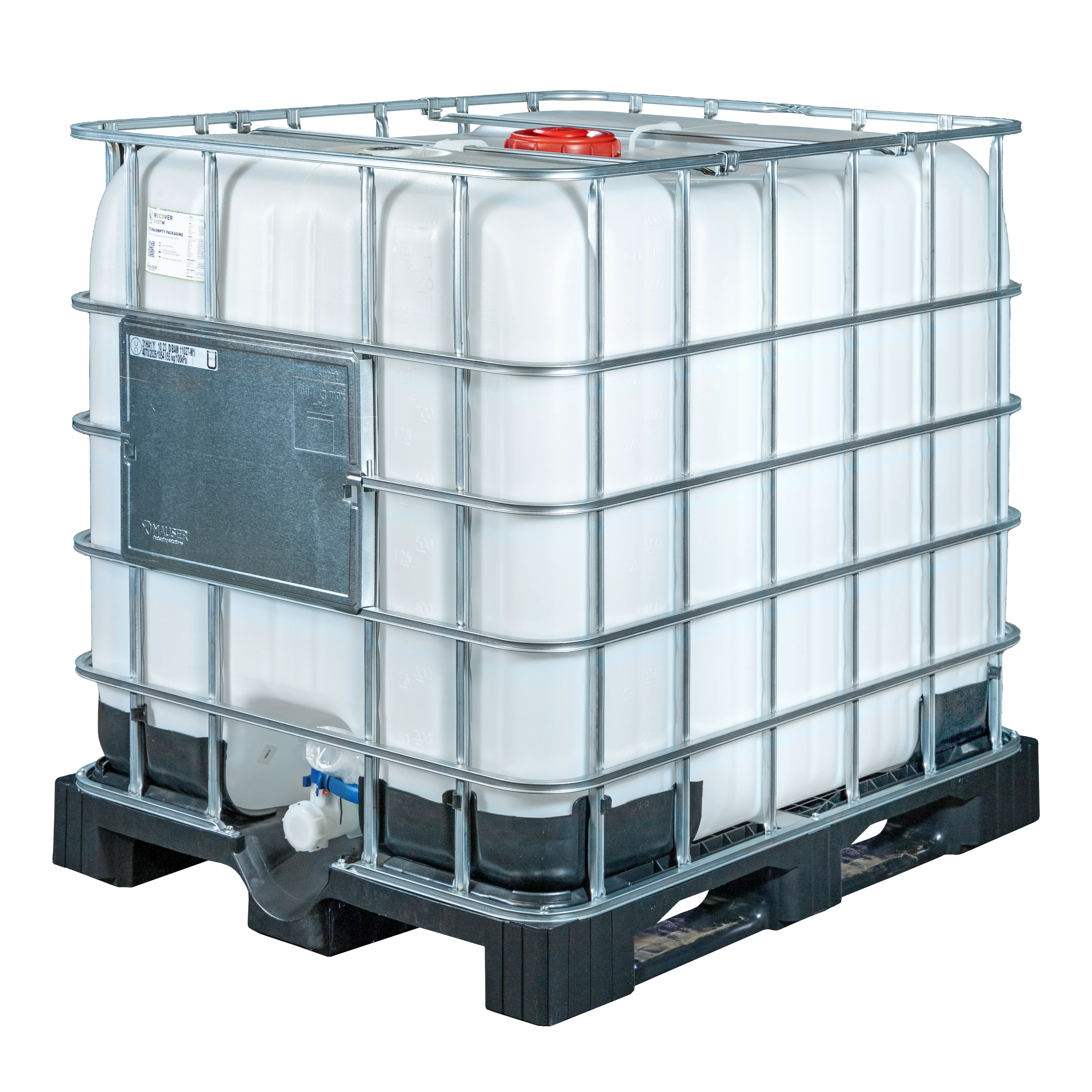 IBC-Container 1000l neu mit CDS1-System auf Kunststoffpalette mit Optivent-Belüftung und Gefahrgutzulassung