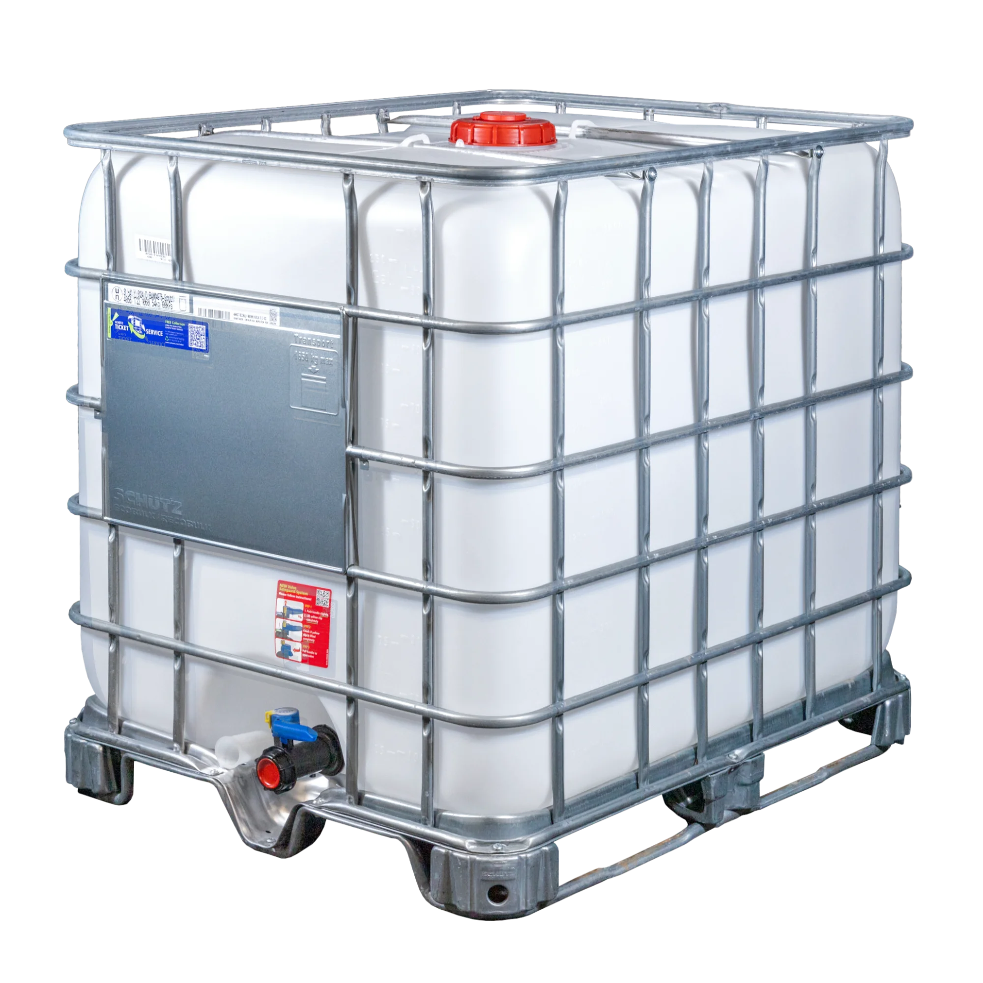 IBC Container 1000l mit neuem Innenbehälter auf Stahlpalette 150mm Deckel und Gefahrgutzulassung